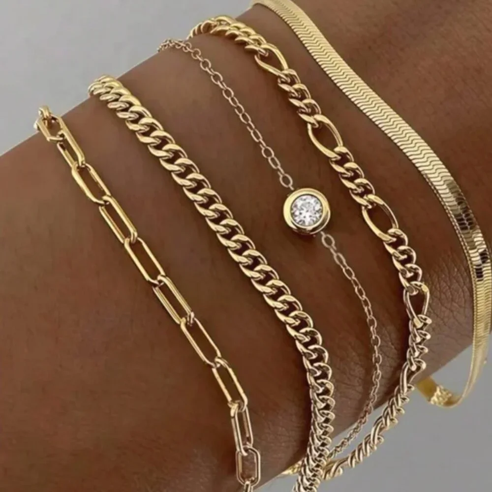 14K Gold Plated Bracelet Stack Set